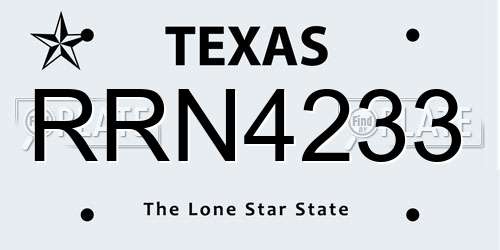 RRN4233 Texas License Plate