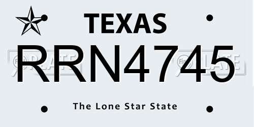 RRN4745 Texas License Plate