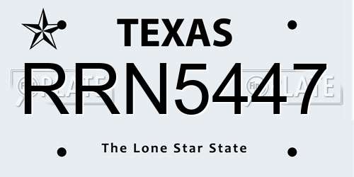 RRN5447 Texas License Plate