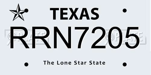 RRN7205 Texas License Plate