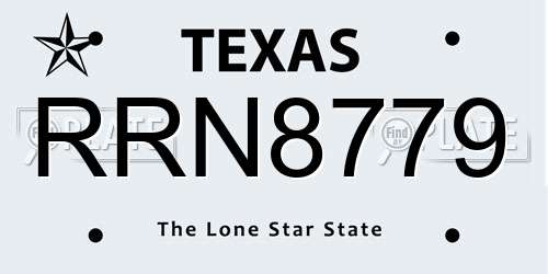 RRN8779 Texas License Plate