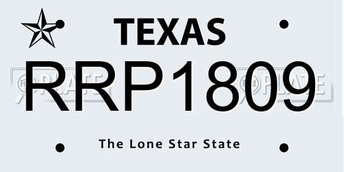 RRP1809 Texas License Plate