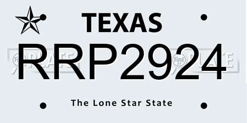 RRP2924 Texas License Plate
