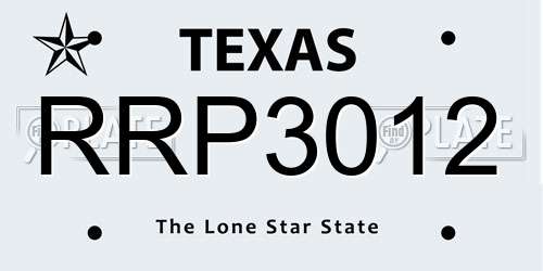 RRP3012 Texas License Plate