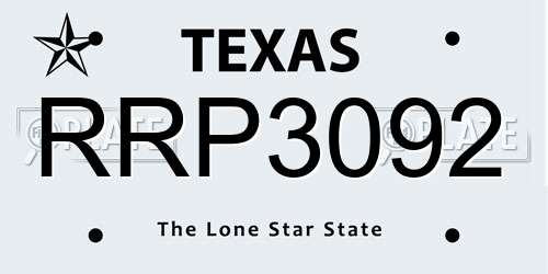 RRP3092 Texas License Plate