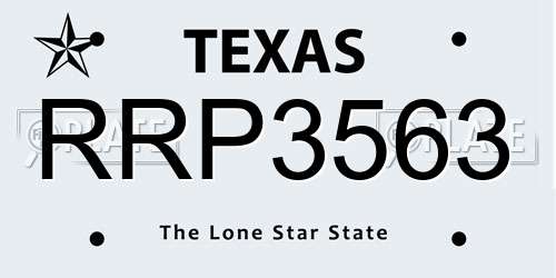 RRP3563 Texas License Plate
