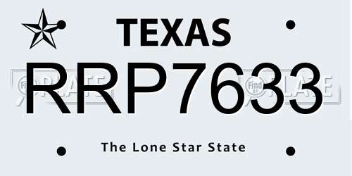 RRP7633 Texas License Plate