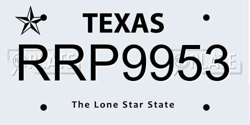 RRP9953 Texas License Plate