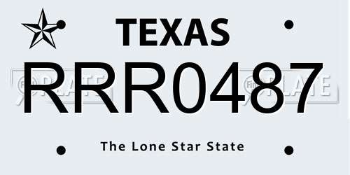 RRR0487 Texas License Plate