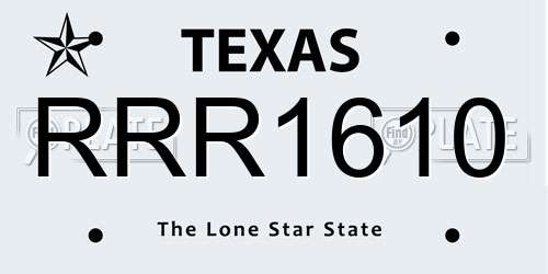 RRR1610 Texas License Plate