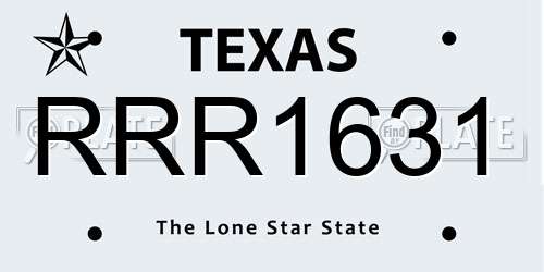 RRR1631 Texas License Plate