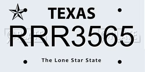 RRR3565 Texas License Plate