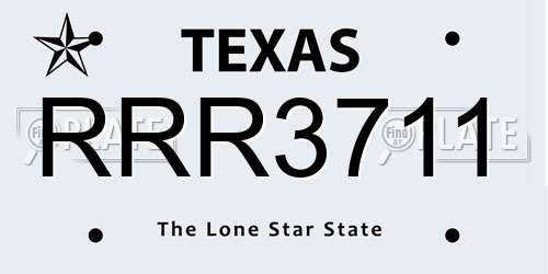 RRR3711 Texas License Plate