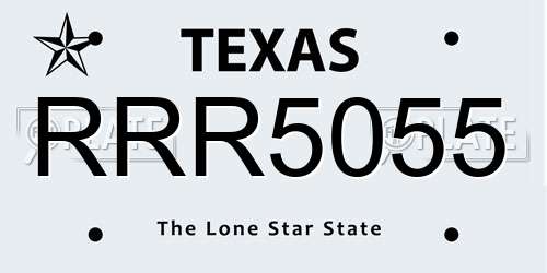 RRR5055 Texas License Plate