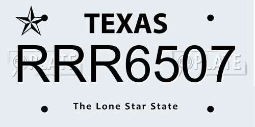 RRR6507 Texas License Plate