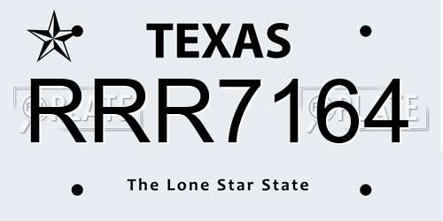 RRR7164 Texas License Plate