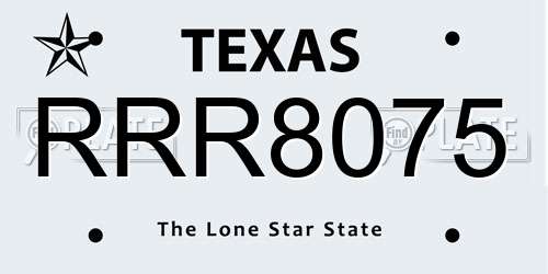 RRR8075 Texas License Plate