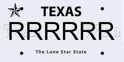 RRRRRR Texas License Plate
