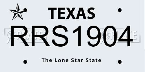 RRS1904 Texas License Plate