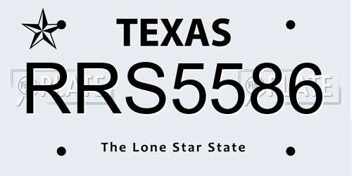 RRS5586 Texas License Plate