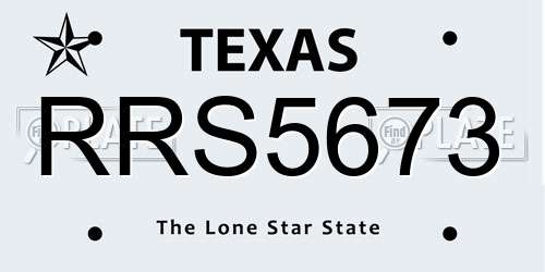 RRS5673 Texas License Plate