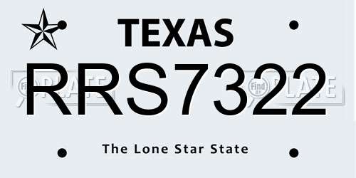 RRS7322 Texas License Plate