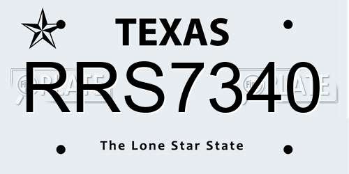 RRS7340 Texas License Plate