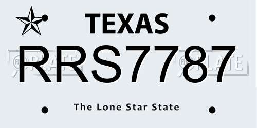 RRS7787 Texas License Plate