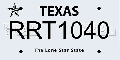RRT1040 Texas License Plate
