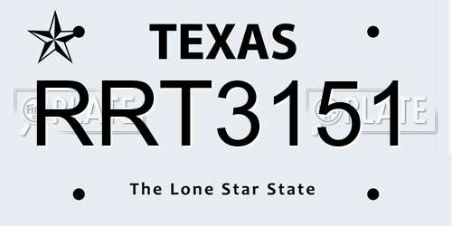 RRT3151 Texas License Plate