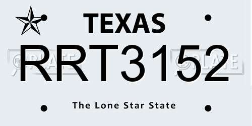 RRT3152 Texas License Plate