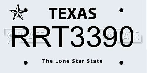 RRT3390 Texas License Plate