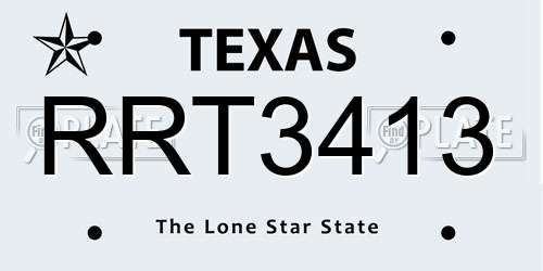 RRT3413 Texas License Plate