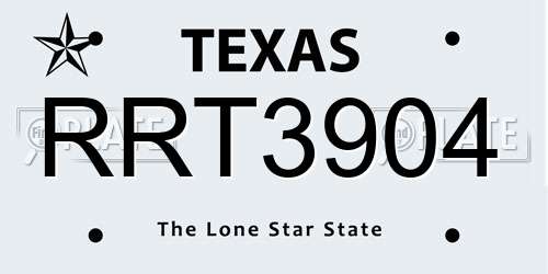 RRT3904 Texas License Plate