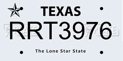 RRT3976 Texas License Plate