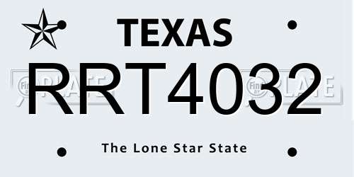 RRT4032 Texas License Plate