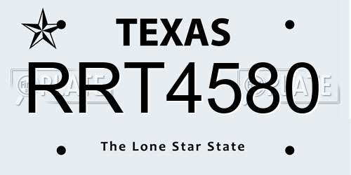 RRT4580 Texas License Plate