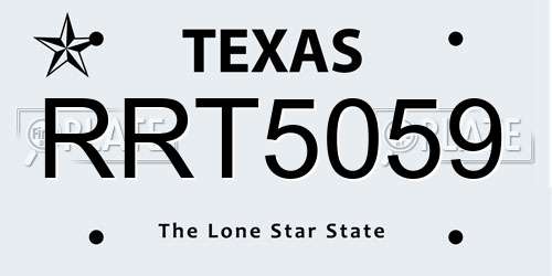 RRT5059 Texas License Plate