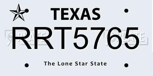 RRT5765 Texas License Plate