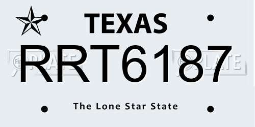 RRT6187 Texas License Plate