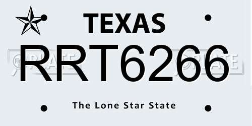 RRT6266 Texas License Plate