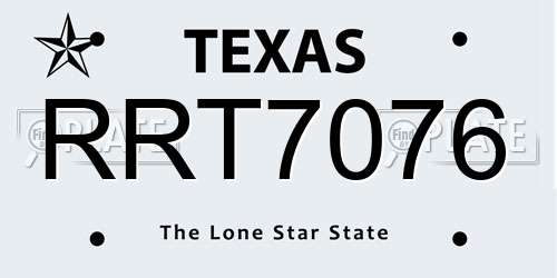 RRT7076 Texas License Plate