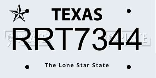 RRT7344 Texas License Plate