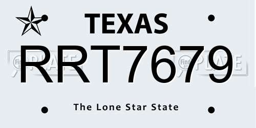 RRT7679 Texas License Plate