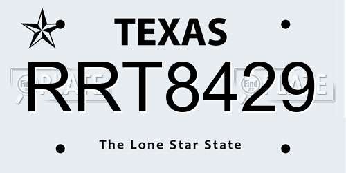 RRT8429 Texas License Plate