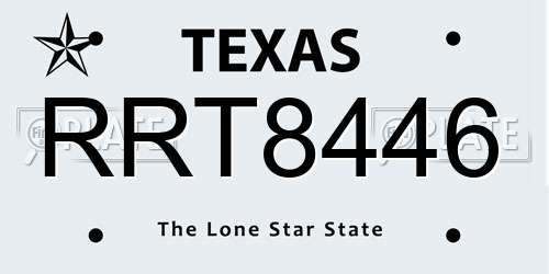 RRT8446 Texas License Plate