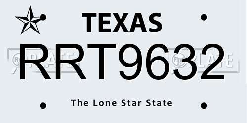 RRT9632 Texas License Plate