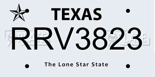 RRV3823 Texas License Plate