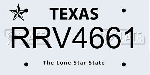 RRV4661 Texas License Plate
