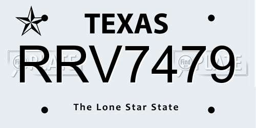 RRV7479 Texas License Plate